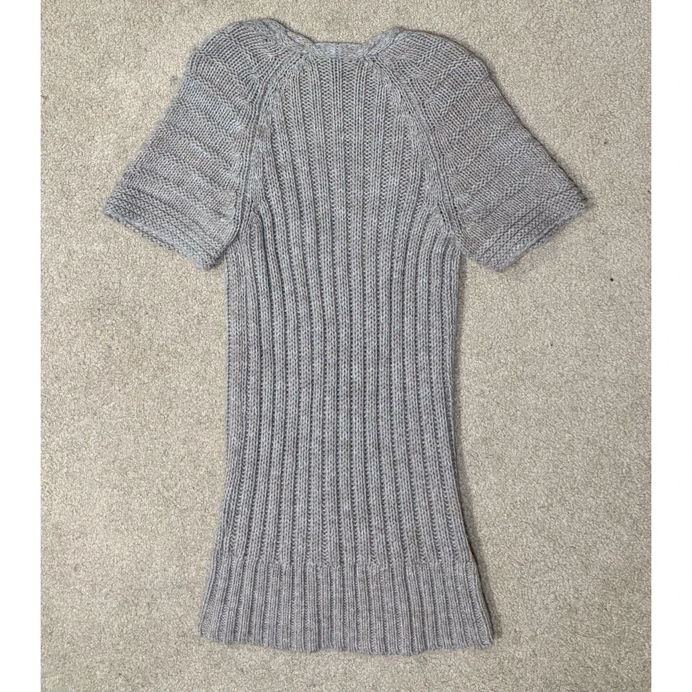 Banana Republic Alpaca Mix Cable Knit Sweater Dress Womens S V Neck Short Sleeve